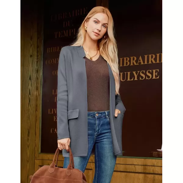 imageGRACE KARIN Womens 2024 Fall Long Sleeve Knit Cardigan Coat Open Front Notch Collar Sweater Blazer Coatigan JacketsDark Bluegray