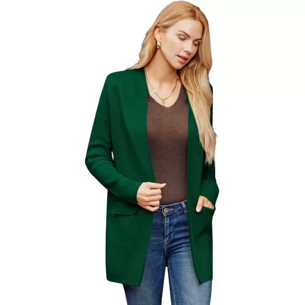 imageGRACE KARIN Womens 2024 Fall Long Sleeve Knit Cardigan Coat Open Front Notch Collar Sweater Blazer Coatigan JacketsDeep Green
