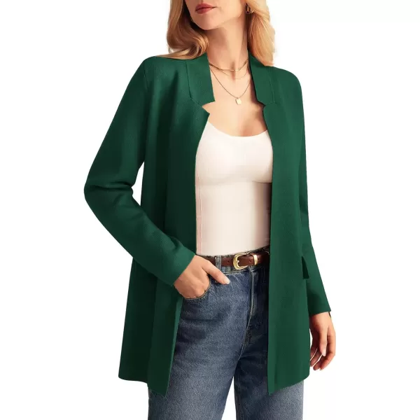 imageGRACE KARIN Womens 2024 Fall Long Sleeve Knit Cardigan Coat Open Front Notch Collar Sweater Blazer Coatigan JacketsDeep Green