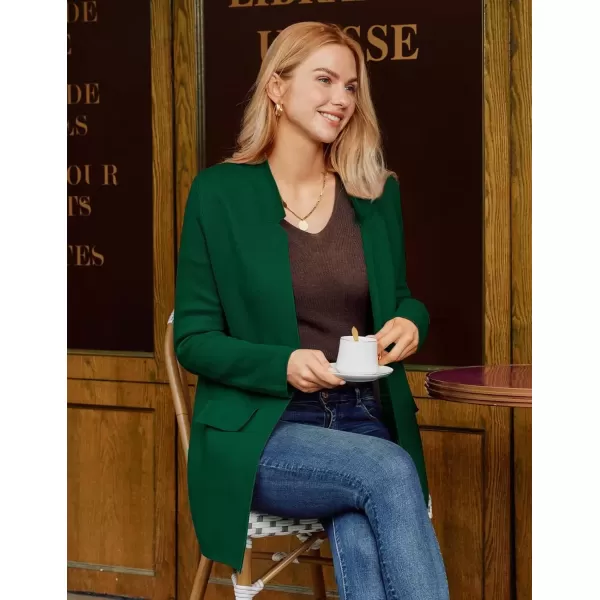 imageGRACE KARIN Womens 2024 Fall Long Sleeve Knit Cardigan Coat Open Front Notch Collar Sweater Blazer Coatigan JacketsDeep Green
