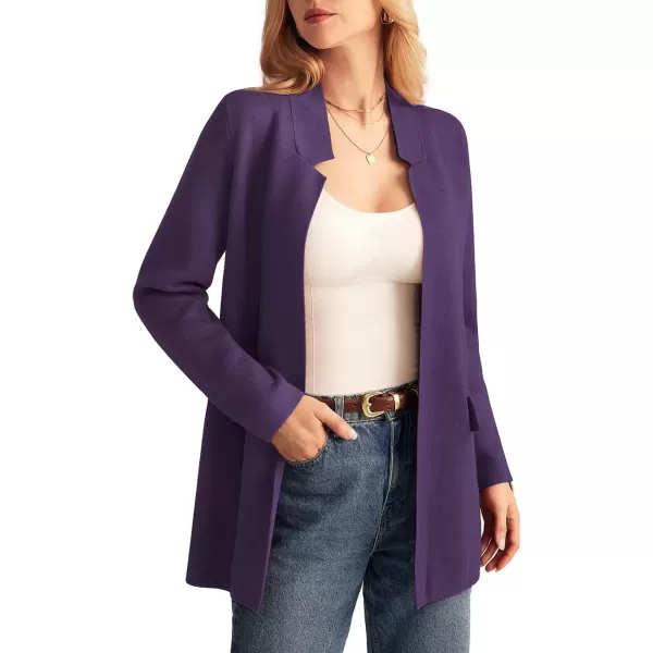 imageGRACE KARIN Womens 2024 Fall Long Sleeve Knit Cardigan Coat Open Front Notch Collar Sweater Blazer Coatigan JacketsDeep Purple