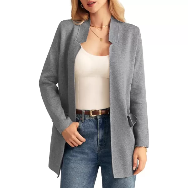 imageGRACE KARIN Womens 2024 Fall Long Sleeve Knit Cardigan Coat Open Front Notch Collar Sweater Blazer Coatigan JacketsHeather Grey