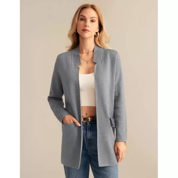 imageGRACE KARIN Womens 2024 Fall Long Sleeve Knit Cardigan Coat Open Front Notch Collar Sweater Blazer Coatigan JacketsHeather Grey