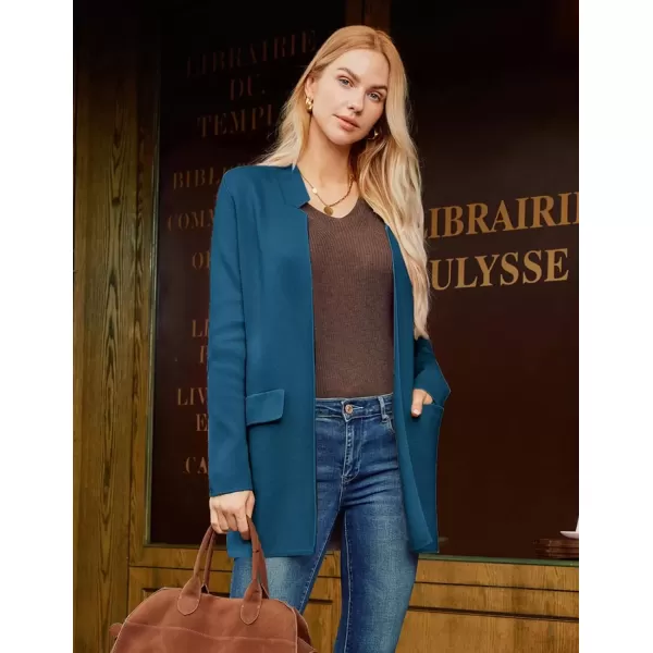 imageGRACE KARIN Womens 2024 Fall Long Sleeve Knit Cardigan Coat Open Front Notch Collar Sweater Blazer Coatigan JacketsLake Blue