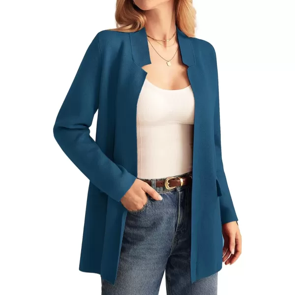 imageGRACE KARIN Womens 2024 Fall Long Sleeve Knit Cardigan Coat Open Front Notch Collar Sweater Blazer Coatigan JacketsLake Blue