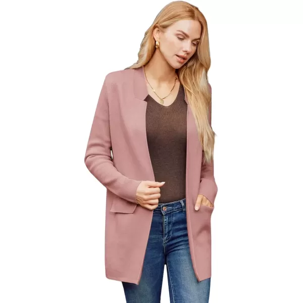 imageGRACE KARIN Womens 2024 Fall Long Sleeve Knit Cardigan Coat Open Front Notch Collar Sweater Blazer Coatigan JacketsLight Pink