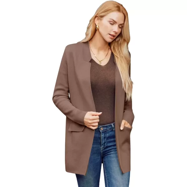 imageGRACE KARIN Womens 2024 Fall Long Sleeve Knit Cardigan Coat Open Front Notch Collar Sweater Blazer Coatigan JacketsNutmeg