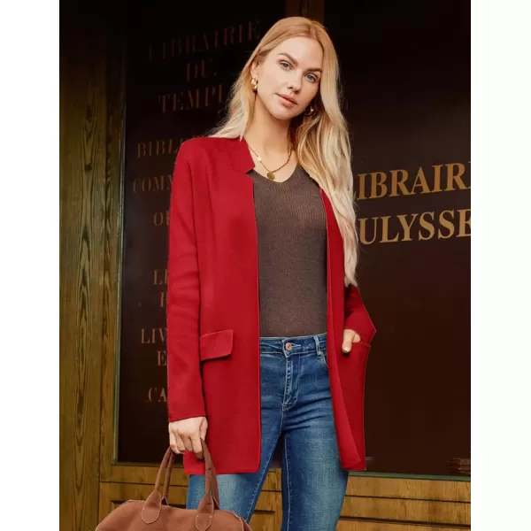 imageGRACE KARIN Womens 2024 Fall Long Sleeve Knit Cardigan Coat Open Front Notch Collar Sweater Blazer Coatigan JacketsRed