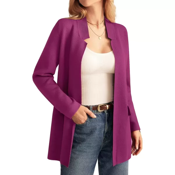 imageGRACE KARIN Womens 2024 Fall Long Sleeve Knit Cardigan Coat Open Front Notch Collar Sweater Blazer Coatigan JacketsReddishpurple