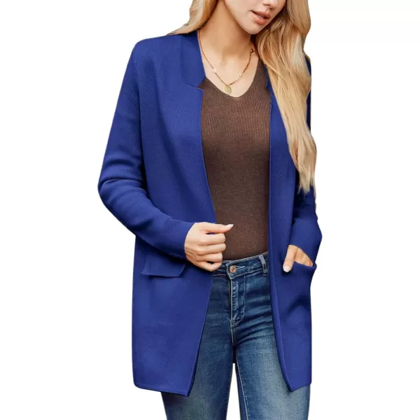 imageGRACE KARIN Womens 2024 Fall Long Sleeve Knit Cardigan Coat Open Front Notch Collar Sweater Blazer Coatigan JacketsRoyal Blue