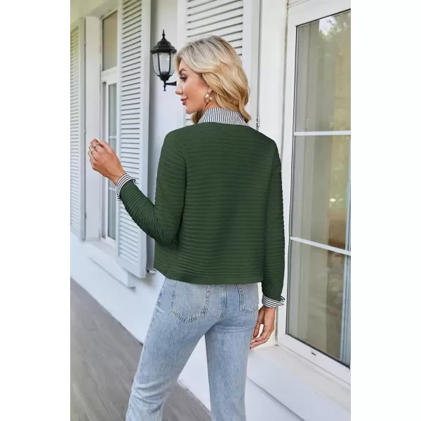 imageGRACE KARIN Womens Knit Cardigan Sweaters Long Sleeve Open Front Button Down Trendy Jackets Lightweight Fall OutfitsArmy Green