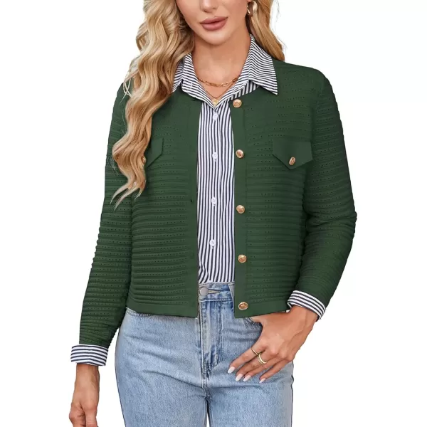 imageGRACE KARIN Womens Knit Cardigan Sweaters Long Sleeve Open Front Button Down Trendy Jackets Lightweight Fall OutfitsArmy Green