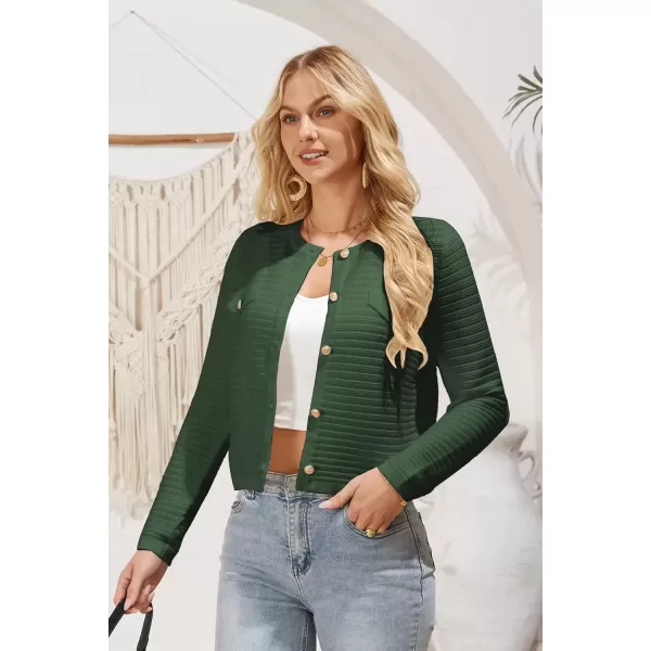 imageGRACE KARIN Womens Knit Cardigan Sweaters Long Sleeve Open Front Button Down Trendy Jackets Lightweight Fall OutfitsArmy Green