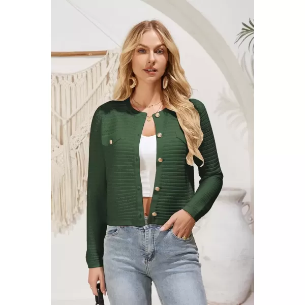 imageGRACE KARIN Womens Knit Cardigan Sweaters Long Sleeve Open Front Button Down Trendy Jackets Lightweight Fall OutfitsArmy Green