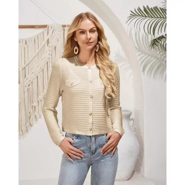 imageGRACE KARIN Womens Knit Cardigan Sweaters Long Sleeve Open Front Button Down Trendy Jackets Lightweight Fall OutfitsBeige