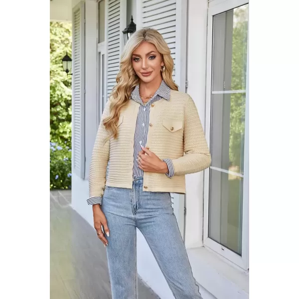 imageGRACE KARIN Womens Knit Cardigan Sweaters Long Sleeve Open Front Button Down Trendy Jackets Lightweight Fall OutfitsBeige