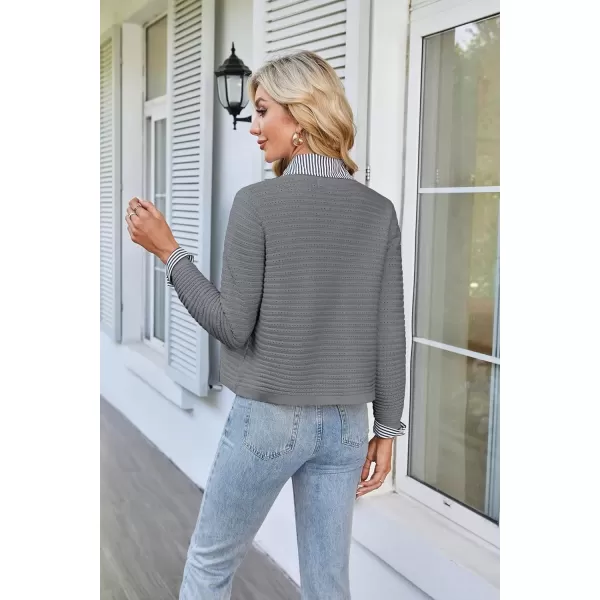 imageGRACE KARIN Womens Knit Cardigan Sweaters Long Sleeve Open Front Button Down Trendy Jackets Lightweight Fall OutfitsGrey