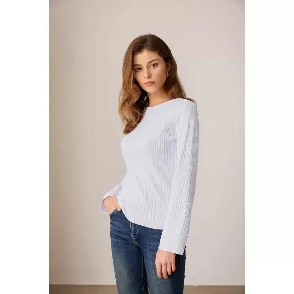 imageGRACE KARIN Texture Tops for Women Long Sleeve Boat Neck Tops Basic Tees Shirt Blouse Fall Outfits 2024 Tunic TopsWhite