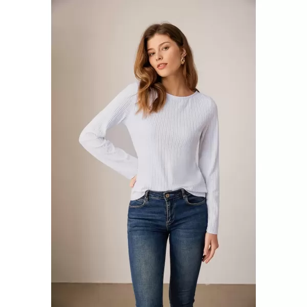 imageGRACE KARIN Texture Tops for Women Long Sleeve Boat Neck Tops Basic Tees Shirt Blouse Fall Outfits 2024 Tunic TopsWhite