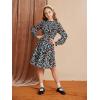 imageGRACE KARIN Girls Floral Long Sleeve Dresses Kid Mock Neck High Waist Casual Formal Elegant Fall Dress Size 514YBlack Flower