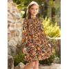 imageGRACE KARIN Girls Floral Long Sleeve Dresses Kid Mock Neck High Waist Casual Formal Elegant Fall Dress Size 514YBrown Flower