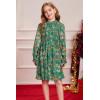 imageGRACE KARIN Girls Floral Long Sleeve Dresses Kid Mock Neck High Waist Casual Formal Elegant Fall Dress Size 514YGreen Flower