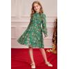 imageGRACE KARIN Girls Floral Long Sleeve Dresses Kid Mock Neck High Waist Casual Formal Elegant Fall Dress Size 514YGreen Flower