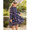 imageGRACE KARIN Girls Floral Long Sleeve Dresses Kid Mock Neck High Waist Casual Formal Elegant Fall Dress Size 514YNavy Flower