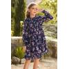 imageGRACE KARIN Girls Floral Long Sleeve Dresses Kid Mock Neck High Waist Casual Formal Elegant Fall Dress Size 514YNavy Flower