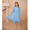 imageGRACE KARIN Girls Long Sleeve Dress Fall Spring Ruffle Swing Maxi High Low Formal Party Dress Size 512YBlue