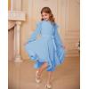 imageGRACE KARIN Girls Long Sleeve Dress Fall Spring Ruffle Swing Maxi High Low Formal Party Dress Size 512YBlue