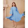 imageGRACE KARIN Girls Long Sleeve Dress Fall Spring Ruffle Swing Maxi High Low Formal Party Dress Size 512YBlue