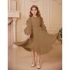 imageGRACE KARIN Girls Long Sleeve Dress Fall Spring Ruffle Swing Maxi High Low Formal Party Dress Size 512YCamel