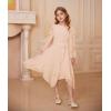 imageGRACE KARIN Girls Long Sleeve Dress Fall Spring Ruffle Swing Maxi High Low Formal Party Dress Size 512YChampagne