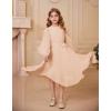 imageGRACE KARIN Girls Long Sleeve Dress Fall Spring Ruffle Swing Maxi High Low Formal Party Dress Size 512YChampagne