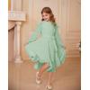 imageGRACE KARIN Girls Long Sleeve Dress Fall Spring Ruffle Swing Maxi High Low Formal Party Dress Size 512YGreen