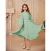 imageGRACE KARIN Girls Long Sleeve Dress Fall Spring Ruffle Swing Maxi High Low Formal Party Dress Size 512YGreen