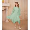 imageGRACE KARIN Girls Long Sleeve Dress Fall Spring Ruffle Swing Maxi High Low Formal Party Dress Size 512YGreen