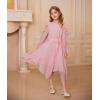 imageGRACE KARIN Girls Long Sleeve Dress Fall Spring Ruffle Swing Maxi High Low Formal Party Dress Size 512YPink