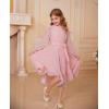 imageGRACE KARIN Girls Long Sleeve Dress Fall Spring Ruffle Swing Maxi High Low Formal Party Dress Size 512YPink