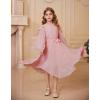 imageGRACE KARIN Girls Long Sleeve Dress Fall Spring Ruffle Swing Maxi High Low Formal Party Dress Size 512YPink