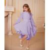 imageGRACE KARIN Girls Long Sleeve Dress Fall Spring Ruffle Swing Maxi High Low Formal Party Dress Size 512YPurple