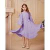 imageGRACE KARIN Girls Long Sleeve Dress Fall Spring Ruffle Swing Maxi High Low Formal Party Dress Size 512YPurple