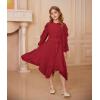 imageGRACE KARIN Girls Long Sleeve Dress Fall Spring Ruffle Swing Maxi High Low Formal Party Dress Size 512YRed