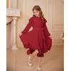 imageGRACE KARIN Girls Long Sleeve Dress Fall Spring Ruffle Swing Maxi High Low Formal Party Dress Size 512YRed