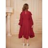 imageGRACE KARIN Girls Long Sleeve Dress Fall Spring Ruffle Swing Maxi High Low Formal Party Dress Size 512YRed