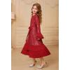 imageGRACE KARIN Girls Sequin Party Dress Formal Fancy Sparkle Birthday Graduation Long Sleeve Maxi Dress Size 512Red