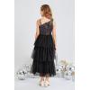 imageGRACE KARIN Girls Sequin Tulle Dress One Shoulder Formal Party Holiday Maxi Dress for Girl 614YBlack