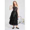 imageGRACE KARIN Girls Sequin Tulle Dress One Shoulder Formal Party Holiday Maxi Dress for Girl 614YBlack