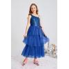 imageGRACE KARIN Girls Sequin Tulle Dress One Shoulder Formal Party Holiday Maxi Dress for Girl 614YBlue